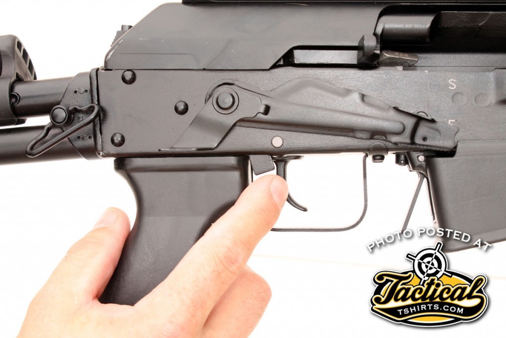 Once broken in, the extended safety lever is easily swept up into the fire position with your trigger finger.