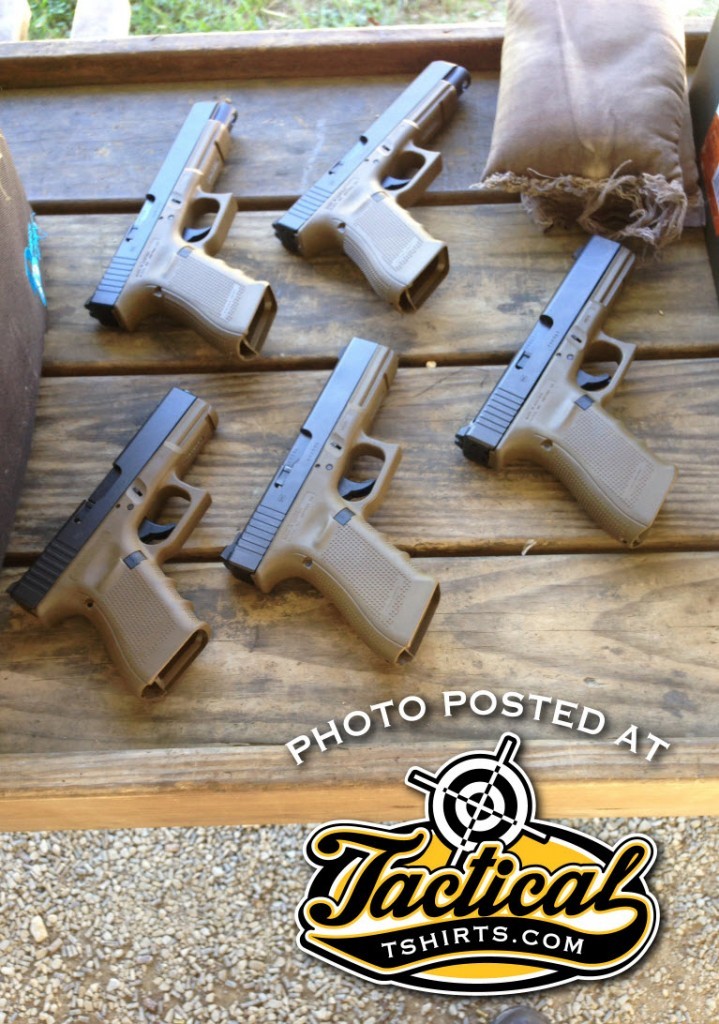 Glock GEN 4's FDE Lined Up for Zeroing. 