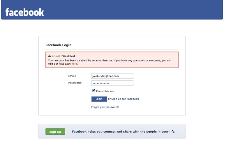 Example of shutdown FB Page. 