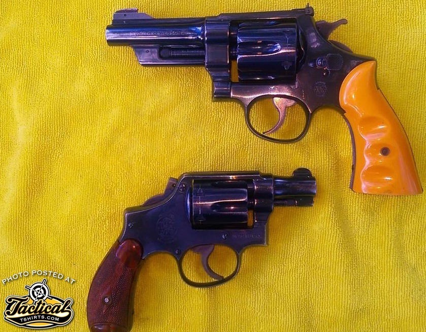 Registered Mag top. Daily duty revolver bottom. 1930's