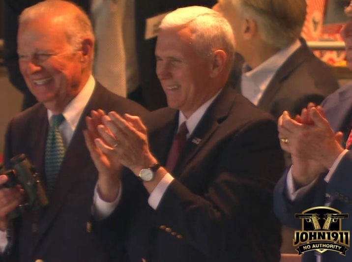 VP Pence. More SECSTATE Baker. Notice the Swarovski Binos in his hand?