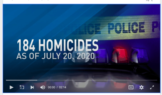 Baltimore homicide rate as of July 20th. It's higher as of today, Aug 7th, 2020.