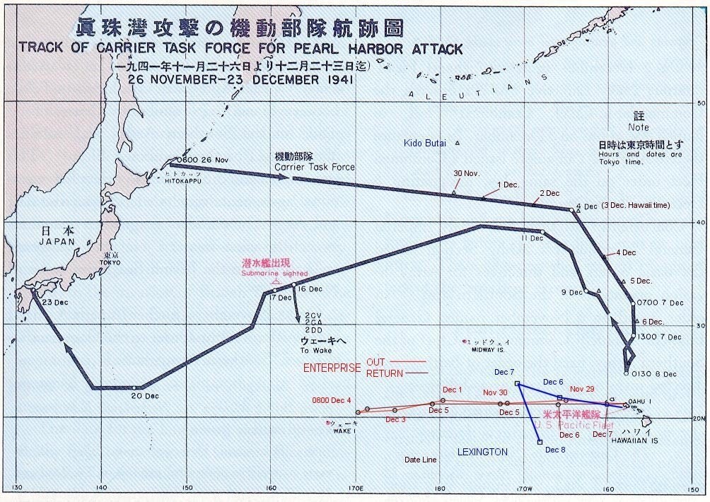 Admiral Nagumo’s Route to Pearl Harbor.