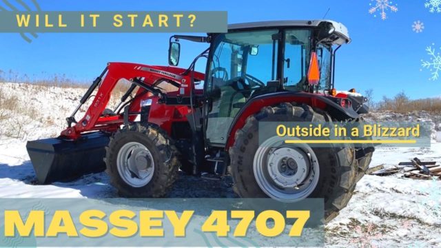 Massey 4707 Tractor In The Snow.