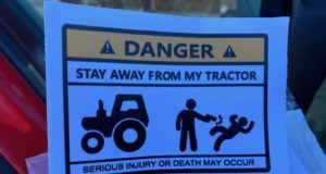 Stay Away From My Tractor Bumper Sticker.