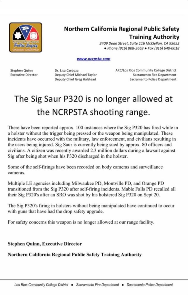 SIG P320 Banned Police