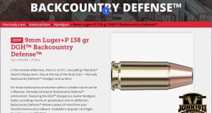Hornady Backcountry Defense - 9mm Bear Load.
