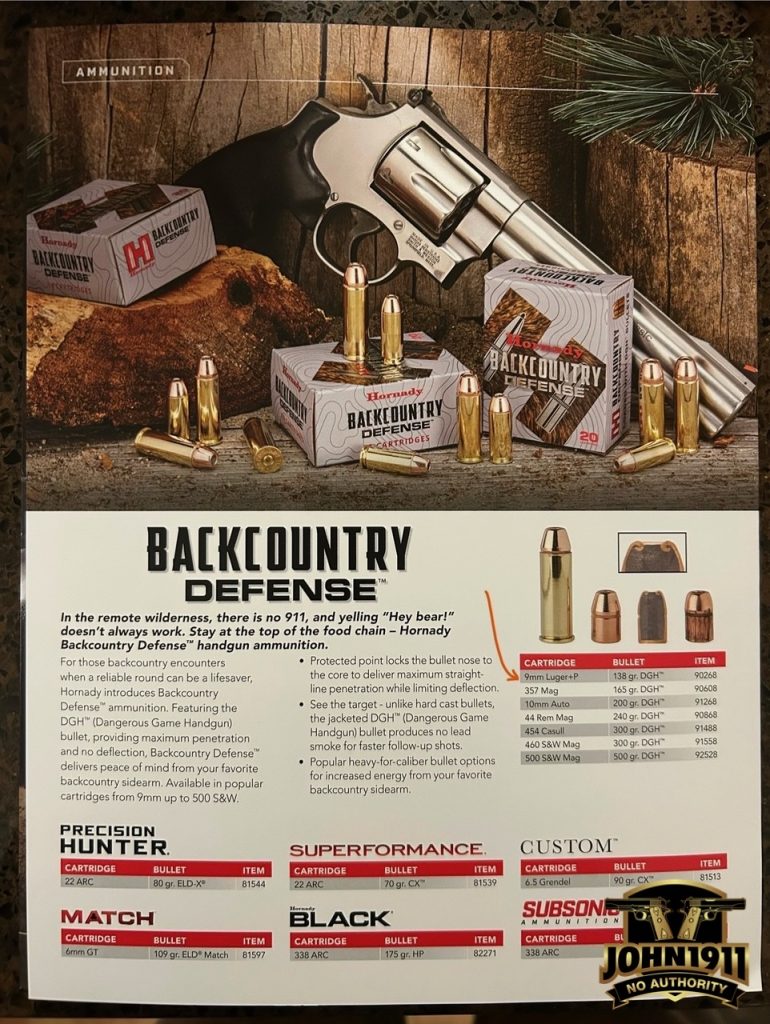 Hornady Backcountry Defense - 9mm Bear Load.