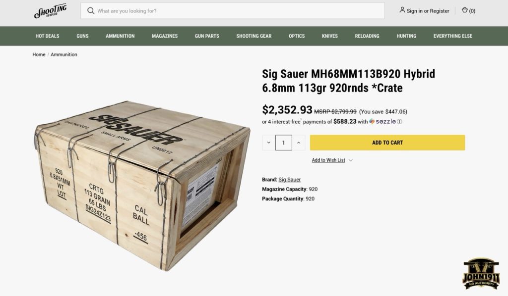 6.8x51 Full Power Hybrid Ammunition.