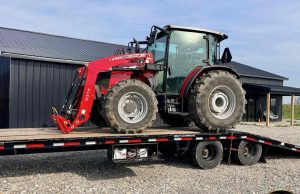Massey Ferguson 4707 goes in for service.